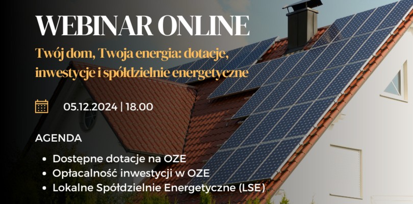 Zdjęcie ilustracyjne wpisu: Webinar dla mieszkańców JST na temat OZE