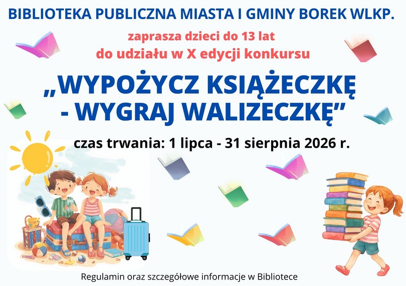 Zdjęcie ilustracyjne wpisu: "WYPOŻYCZ KSIĄŻECZKĘ - WYGRAJ WALIZECZKĘ"