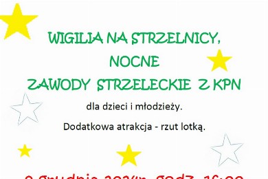Zdjęcie ilustracyjne wpisu: WIGILIA NA STRZELNICY, NOCNE ZAWODY STRZELECKIE Z KPN dla dzieci i młodzieży.