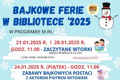 Zdjęcie ilustracyjne wpisu: FERIE ZIMOWE W BIBLIOTECE 2025