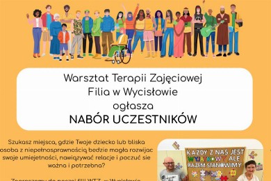 Zdjęcie ilustracyjne wpisu: Warsztat Terapii Zajęciowej Filia w Wycisłowie ogłasza NABÓR UCZESTNIKÓW