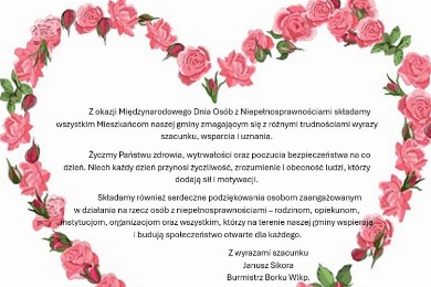Zdjęcie ilustracyjne wpisu: Życzenia z okazji Międzynarodowego Dnia Osób z Niepełnosprawnościami