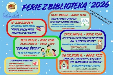 Zdjęcie ilustracyjne wpisu: FERIE Z BIBLIOTEKĄ 2026 